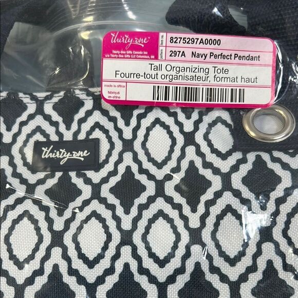 Thirty-One Navy and White Tall Organizing Tote NWT - Picture 1 of 7